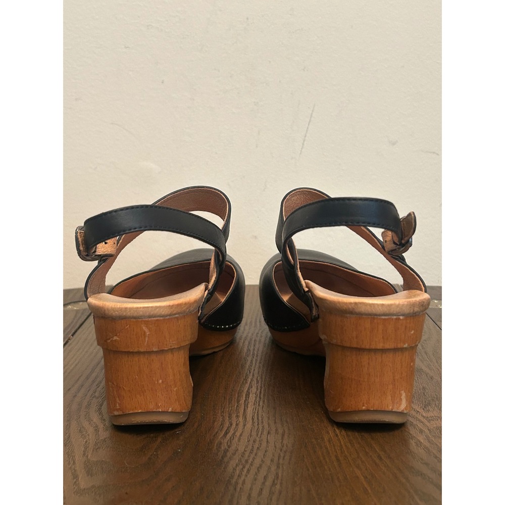 Dansko Taci Waxy Black Wedge leather Mary Jane Clogs Women's Size 41 US 10.5-11 - Picture 6 of 14